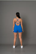 Enterizo short espalda cruzada azul